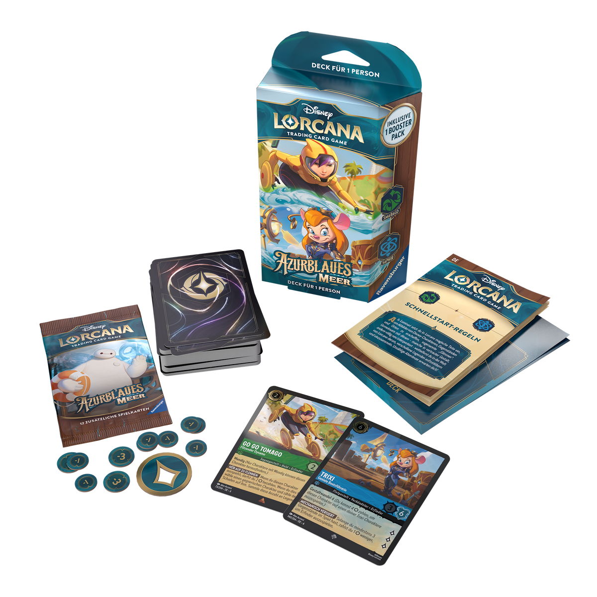 Disney Lorcana - Azurblaues Meer Starter Deck Smaragd / Saphir (Deutsch)