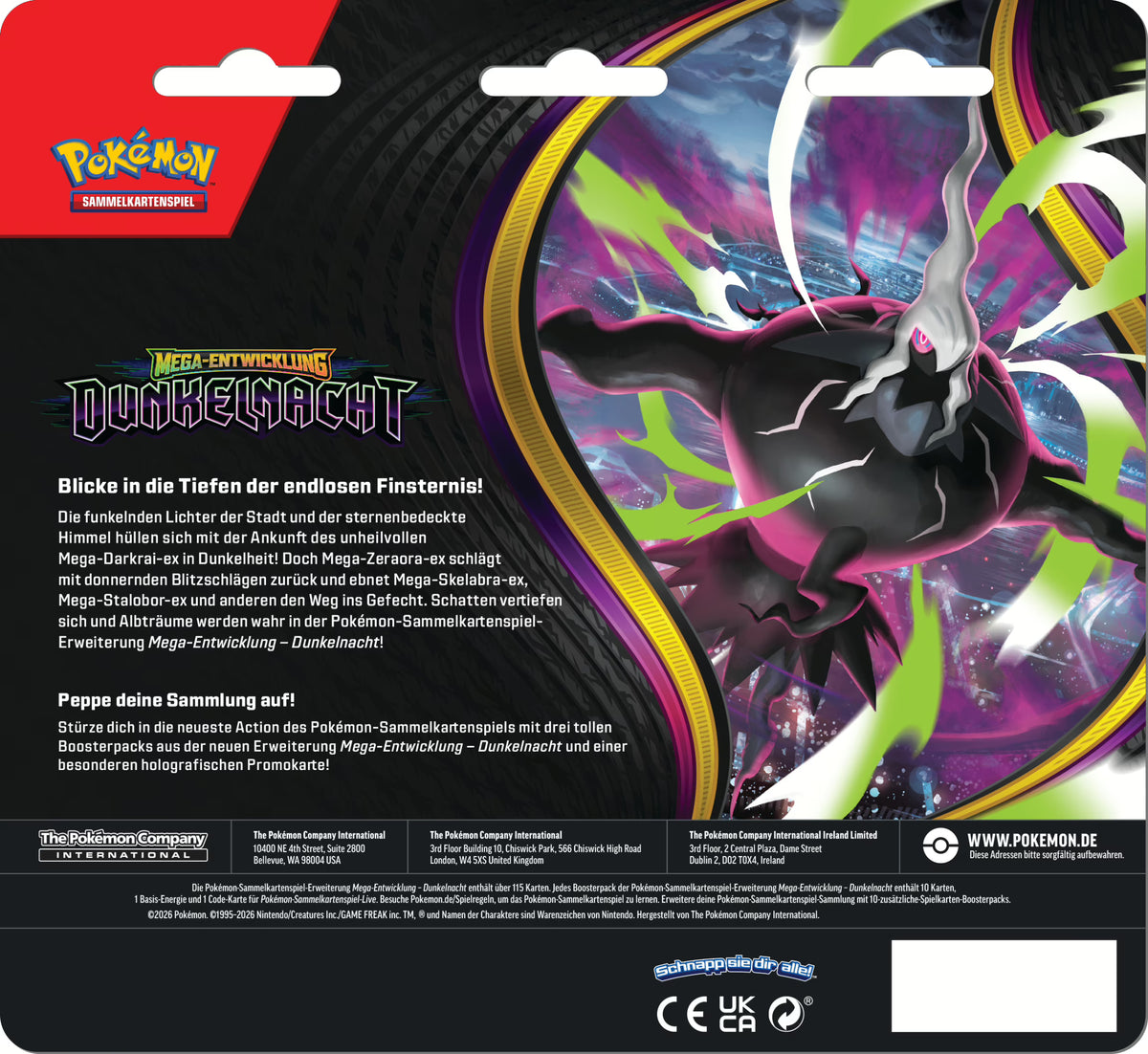 Pokémon Sammelkartenspiel - ME05 - Dunkelnacht 3-Pack-Blister (Deutsch)
